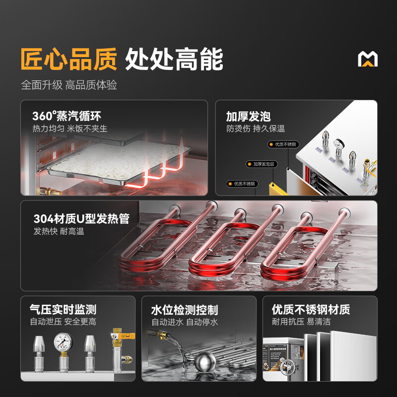 MDC商用高原蒸柜電熱款6盤單門蒸飯柜8KW