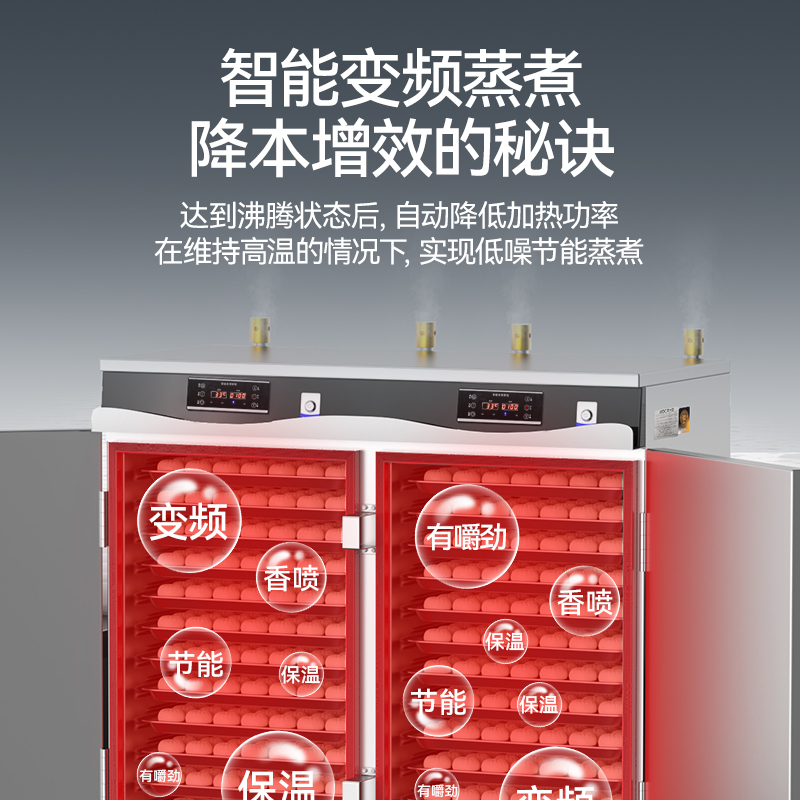 麥大廚商用蒸柜36盤變頻款雙門電熱蒸箱蒸飯車全自動蒸飯柜